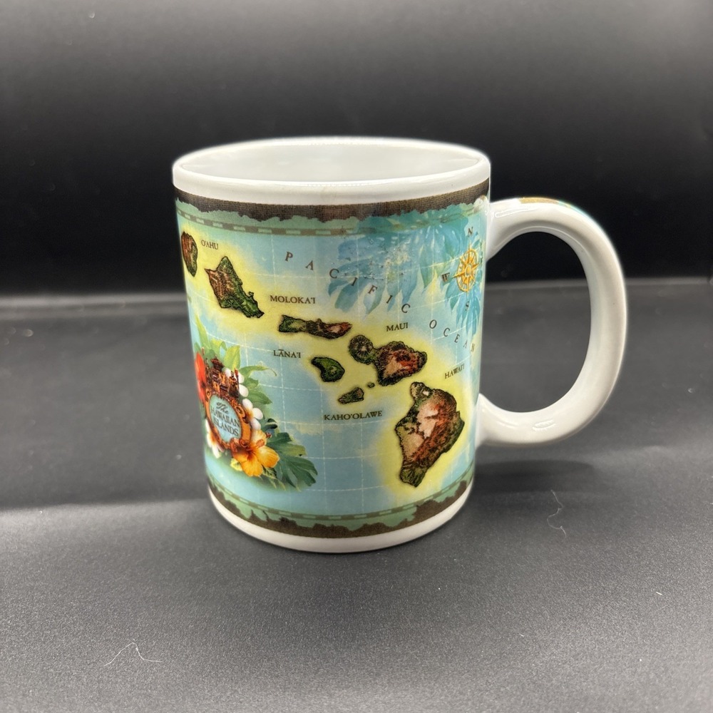 Hawaii Hawai'i Islands Vintage Map ABC Souvenir Travel Ceramic Coffee Mug Cup